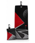 Custom Golf Towel | Wholesale Tri-Fold Golf Towel with Carabiner Clip | Black Red Grey | Apparels Bridge