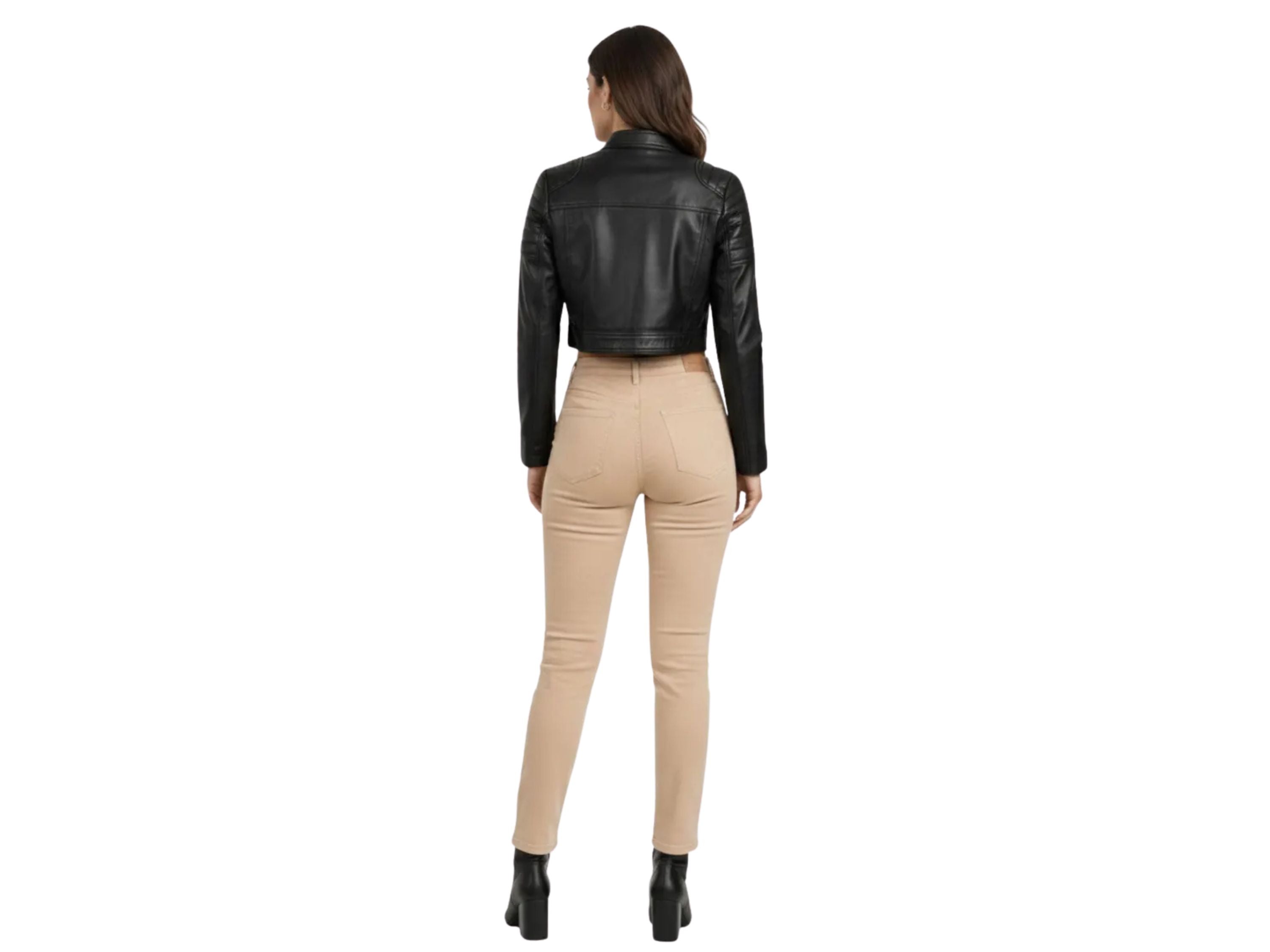 Women’s Black Cropped Real Leather Biker Jacket Wholesale Custom Private Label Manufacturer