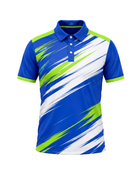 Wholesale Cricket Jersey – Blue & White Short-Sleeve Performance Polo, Low MOQ, In-House Manufacturing