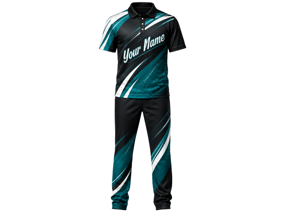 Bowling Uniform Teal & Black Team Set B2B Low MOQ Bulk Sportswear front design preview