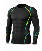 Custom Long Sleeve Compression Shirt | Wholesale Training and Lifestyle Base Layer | Black Green Yellow | Apparels Bridge