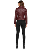 Women’s Deep Burgundy Lambskin Leather Biker Jacket Wholesale Custom Private Label Manufacturer