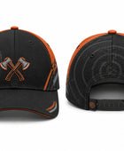 Axe Throwing Cap – Black Orange Target Design Custom Team Hat | Wholesale