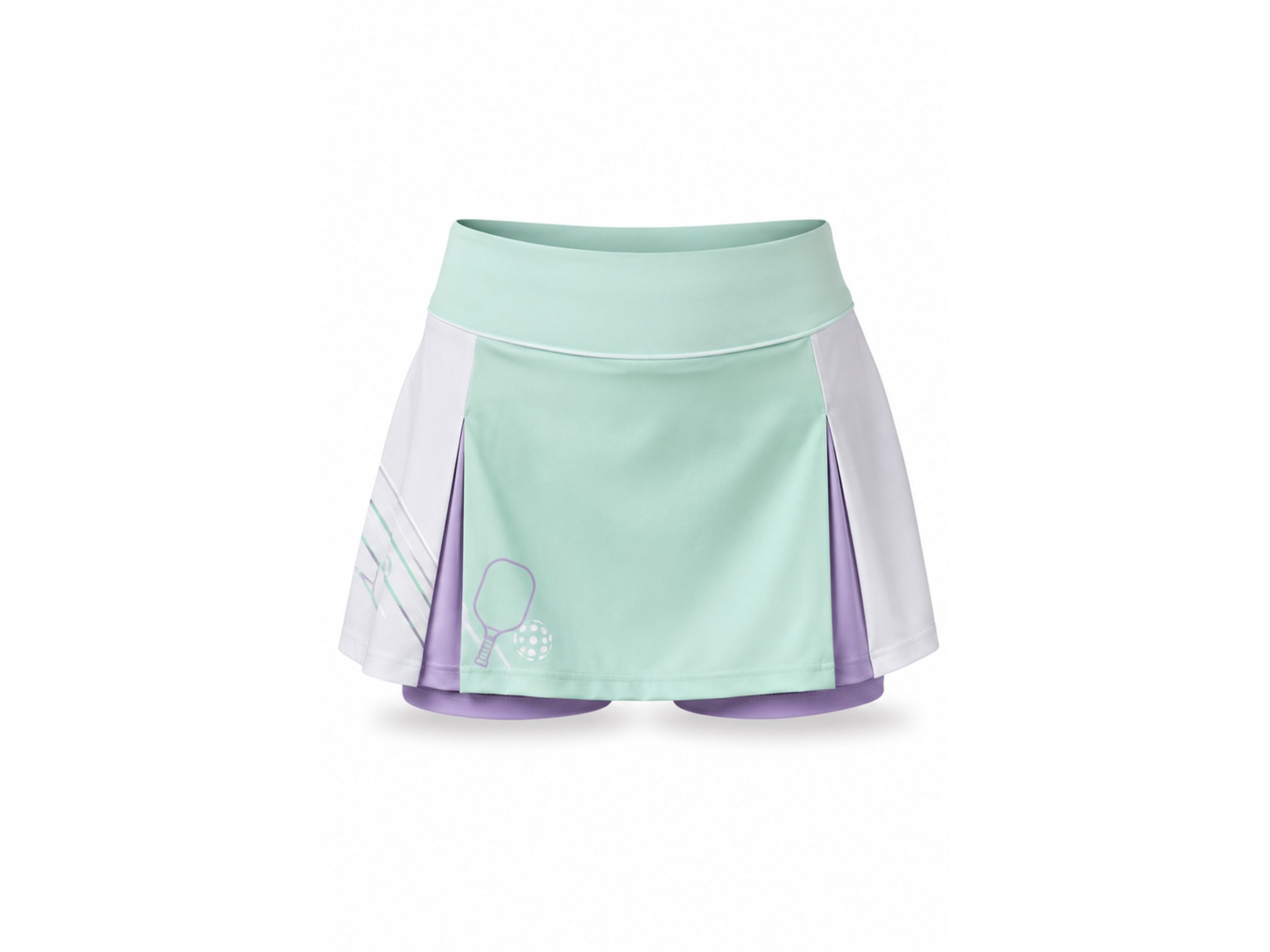 Custom Pickleball Skort | Wholesale Pickleball Team Skirt | Mint Green White Purple | Apparels Bridge