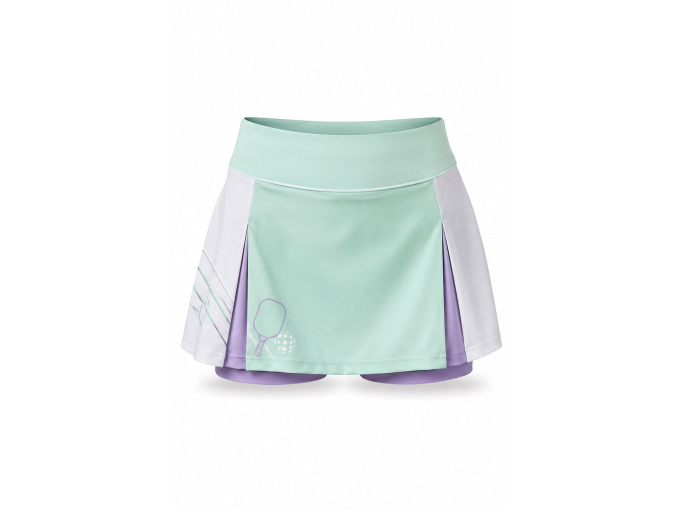 Custom Pickleball Skort | Wholesale Pickleball Team Skirt | Mint Green White Purple | Apparels Bridge