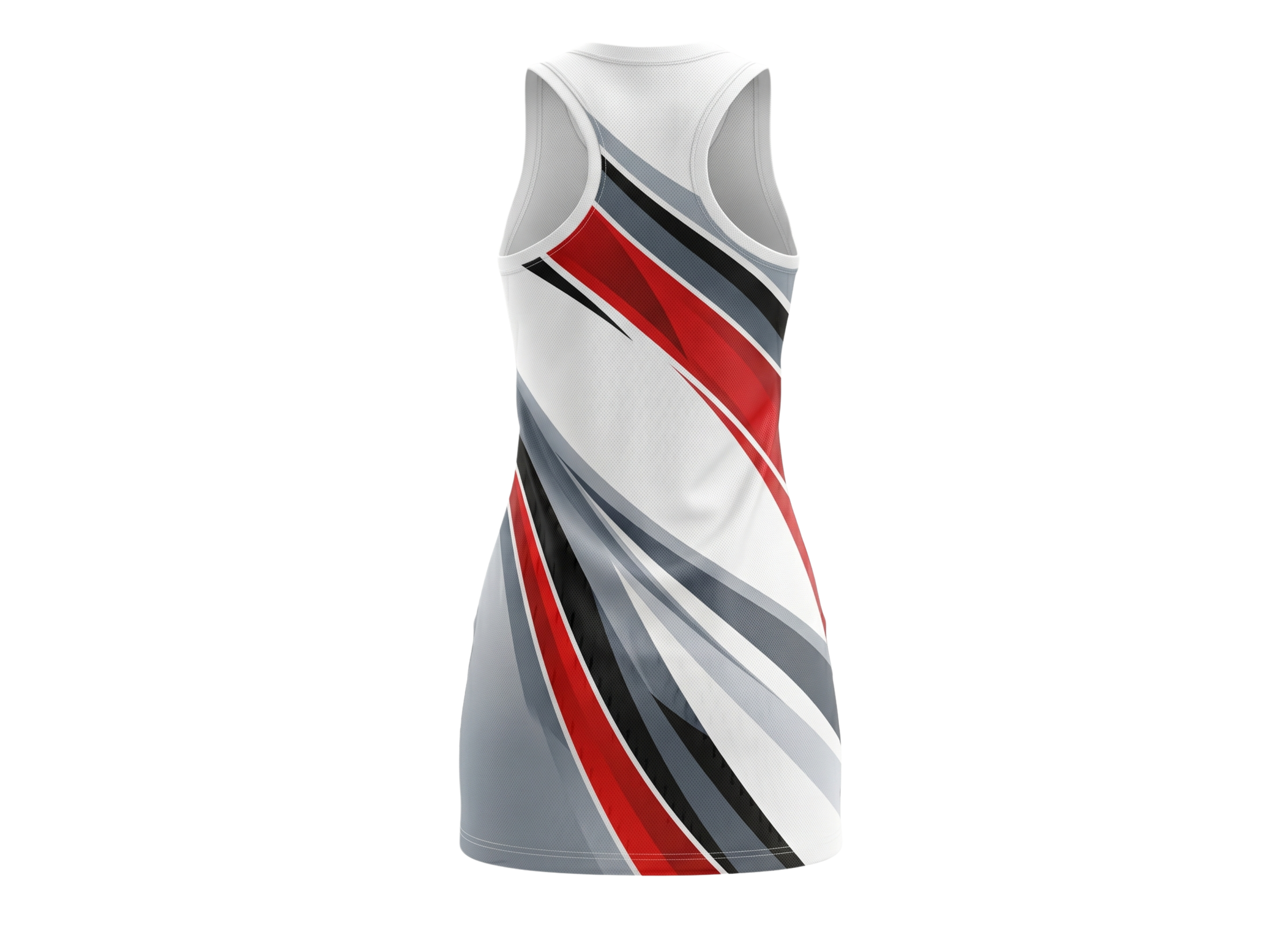 Custom White, Red, Gray & Black Sublimated Basketball Dress