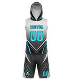 Custom White Teal 7v7 Flag Football Uniform – Sleeveless Hooded Team Set