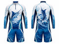 Custom Fishing Uniform Set | Wholesale Fishing Team Jersey and Pants | White Blue Marlin | Apparels Bridge