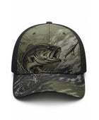 Custom Fishing Cap | Wholesale Fishing Team Hat | Green Camo Bass | Apparels Bridge