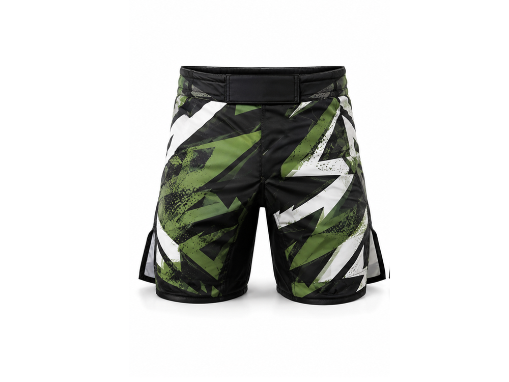 Wholesale Black & Green Combat Shorts B2B Team Uniform front design preview