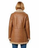 Tan Sheepskin Rancher Coat Wholesale | Women’s Curly Faux Shearling Winter Jacket Manufacturer