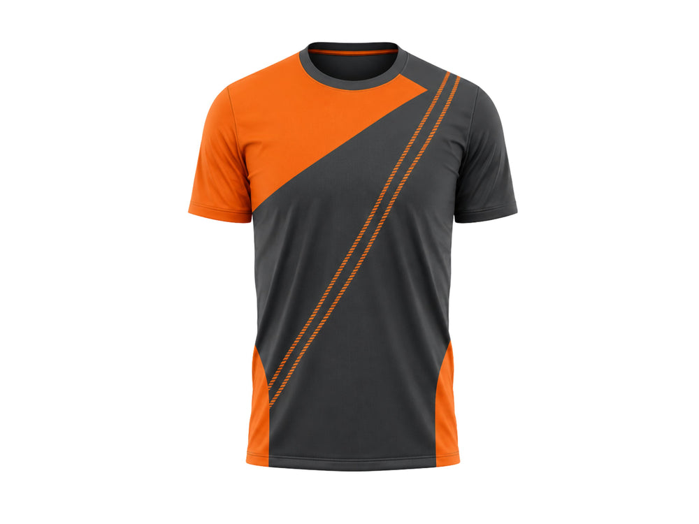 Custom Orange Charcoal Climbing Staff Shirt  B2B Wholesale Gym Uniform front design preview