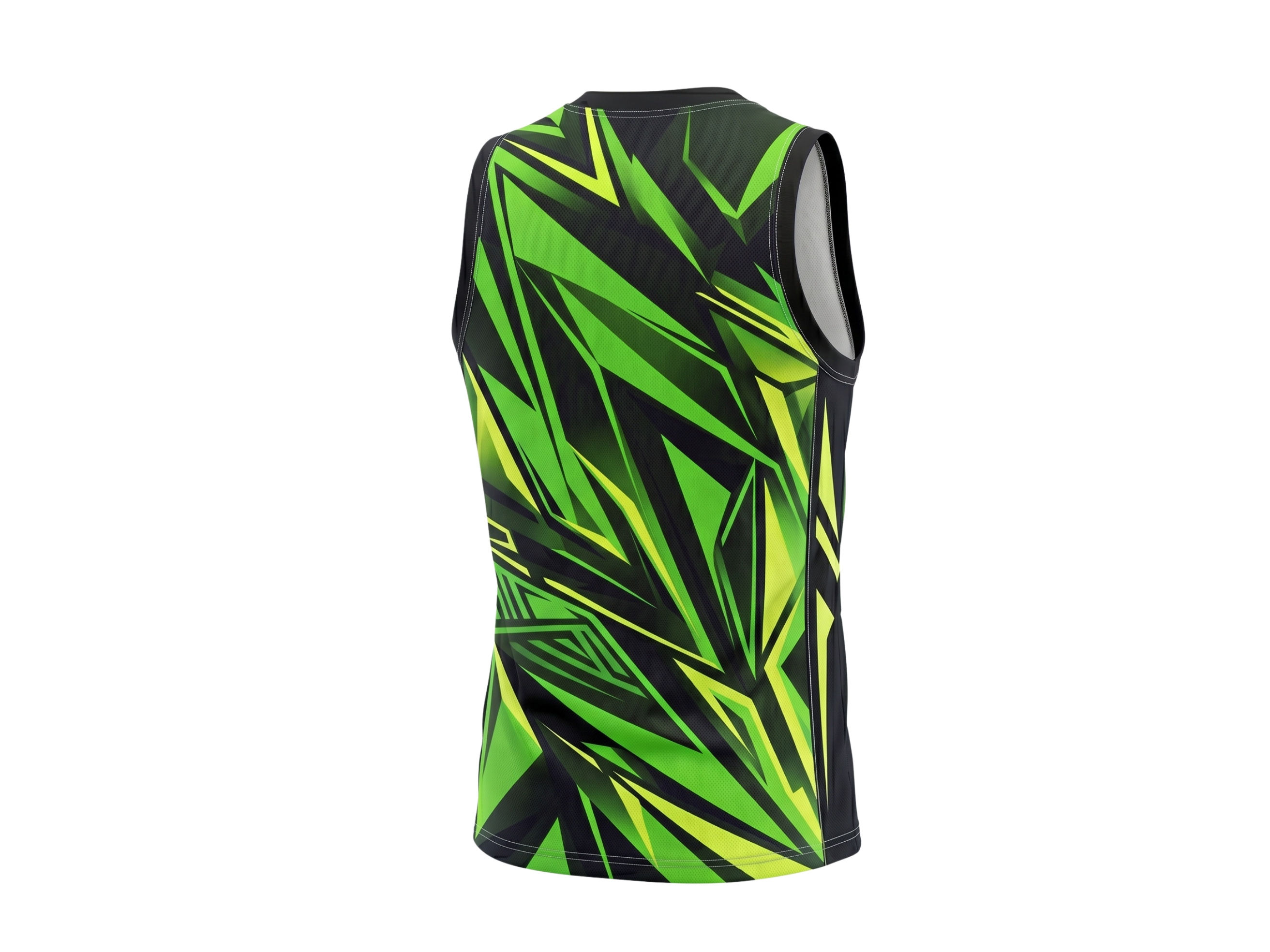 Custom Sublimated Basketball Jersey – Green Black Geometric Design | Wholesale