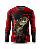 Custom Fishing Shirt | Wholesale Fishing Team Long Sleeve Shirt | Black Red Bass | Apparels Bridge