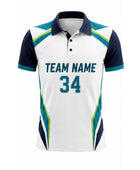 Custom White Cricket Shirt – Sublimated Short Sleeve Team Jersey for Wholesale Clubs