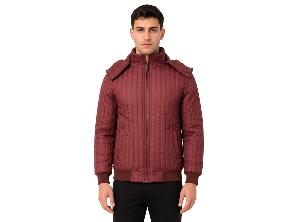 Hooded Vertical-Quilt Puffer Jacket | B2B Low MOQ Manufacturer front design preview