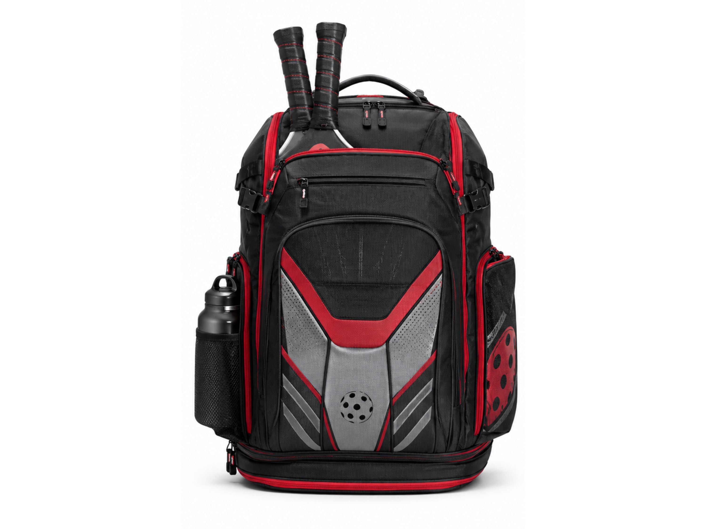 Custom Pickleball Backpack | Wholesale Pickleball Team Bag | Black Red Grey | Apparels Bridge
