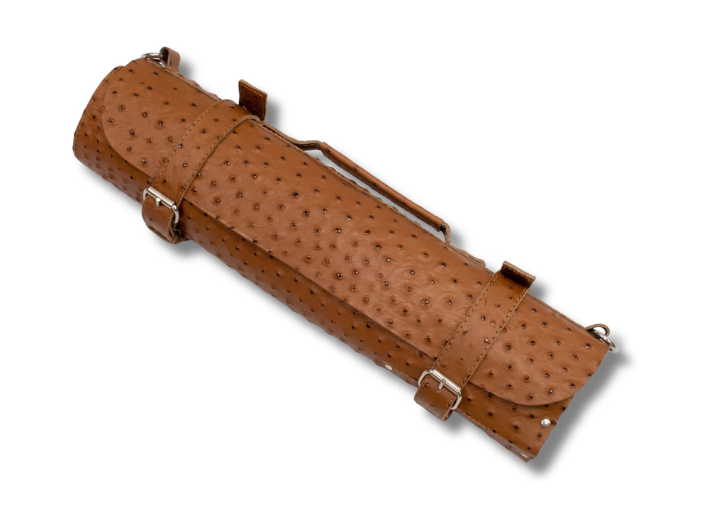 Leather Ostrich Chef Knife Roll | Custom Wholesale Private Label Manufacturer front design preview