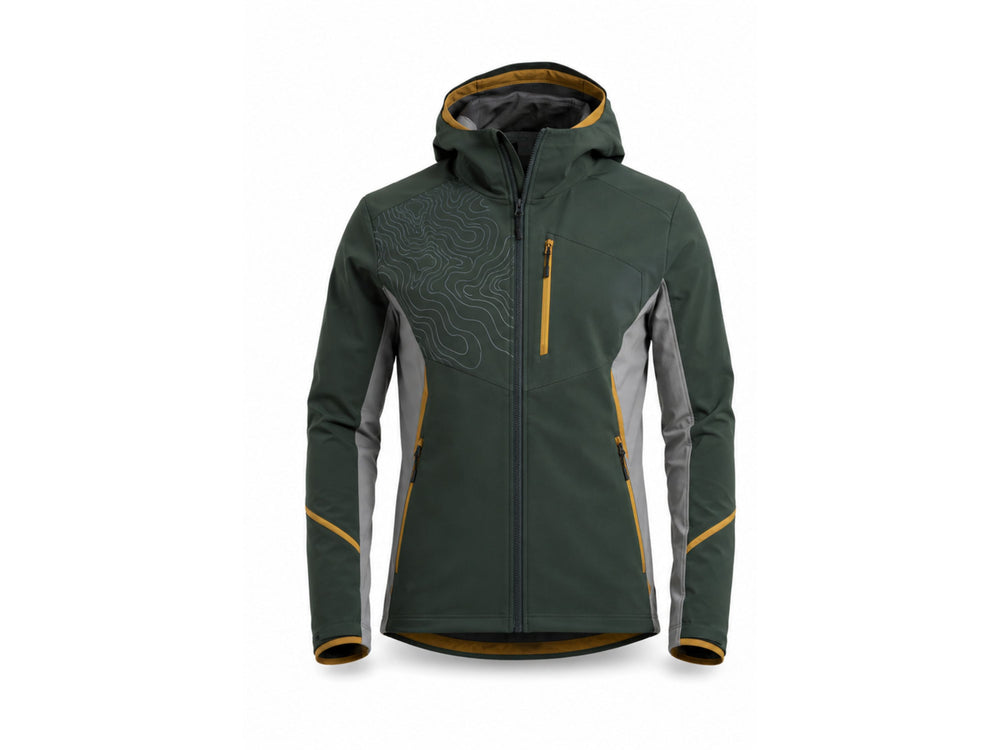 Climbing Softshell Pullover Low MOQ Custom Dark Green Quarter-Zip Team Jacket front design preview