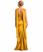 Wholesale Gold Satin One Shoulder Prom Dress, Custom Fitted Formal Gown Manufacturer for Private Label Boutiques