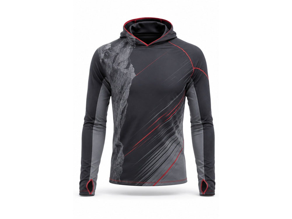 Custom Charcoal Red Climbing Gym Pullover Hoodie B2B Wholesale Teamwear front design preview