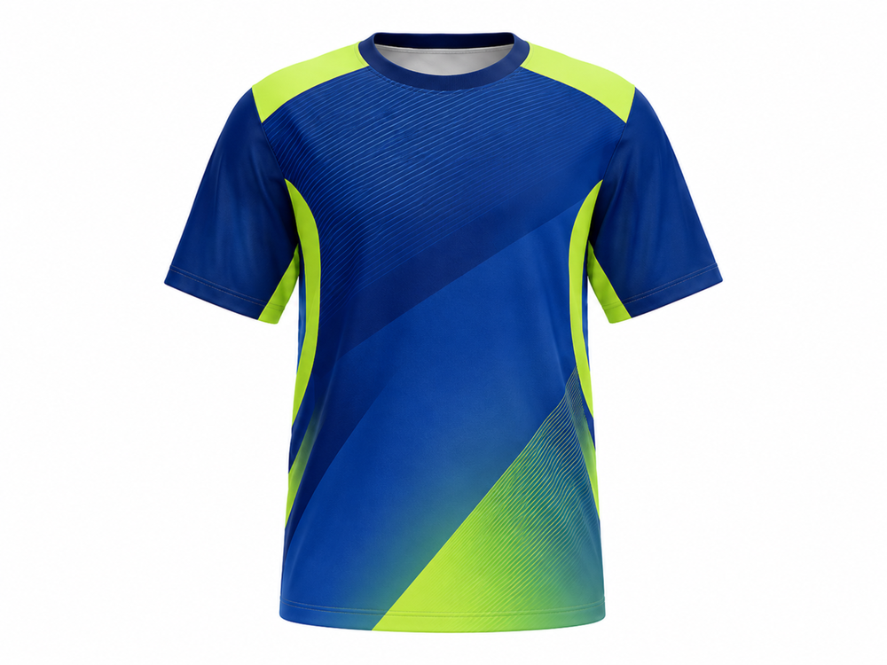 Custom Blue Lime Lacrosse Shooter Shirt – Wholesale Team Training Top front design preview