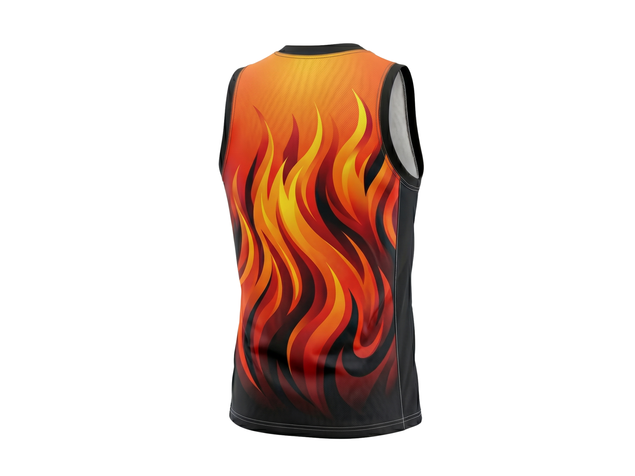 Custom Sublimated Basketball Jersey – Orange Red Flame Design | Wholesale Manufacturer