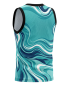 Custom Sublimated Basketball Jersey – Aqua Blue Marble Wave Design | Wholesale Basketball Jersey Manufacturer