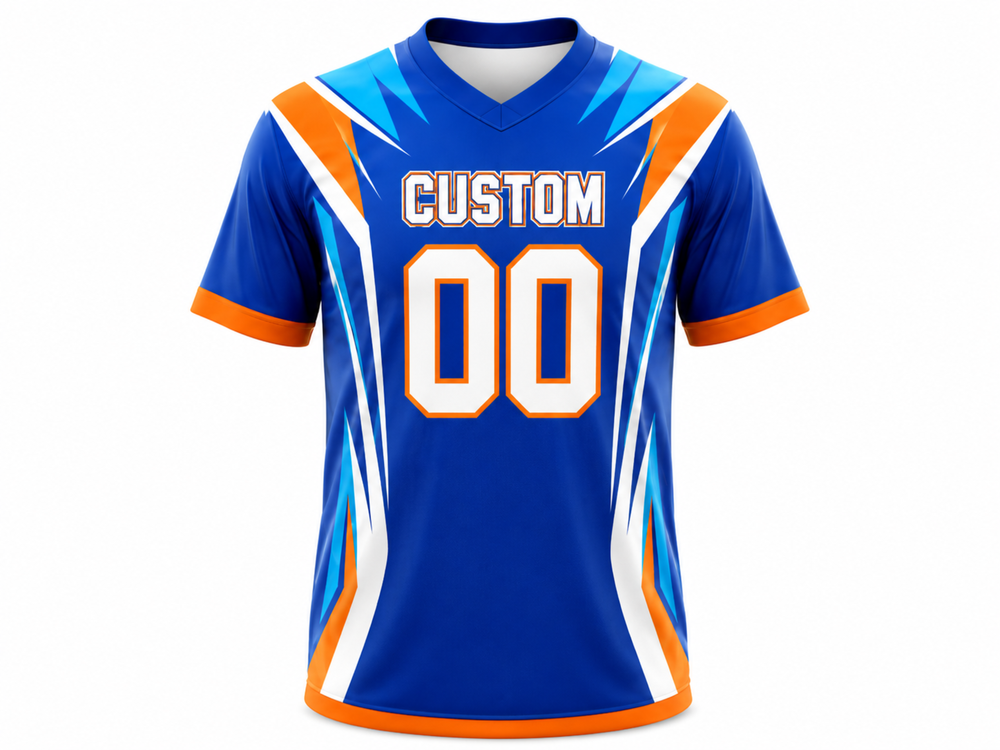 Custom Lacrosse Practice Jersey – Blue Orange Wholesale Team Training Shirt front design preview