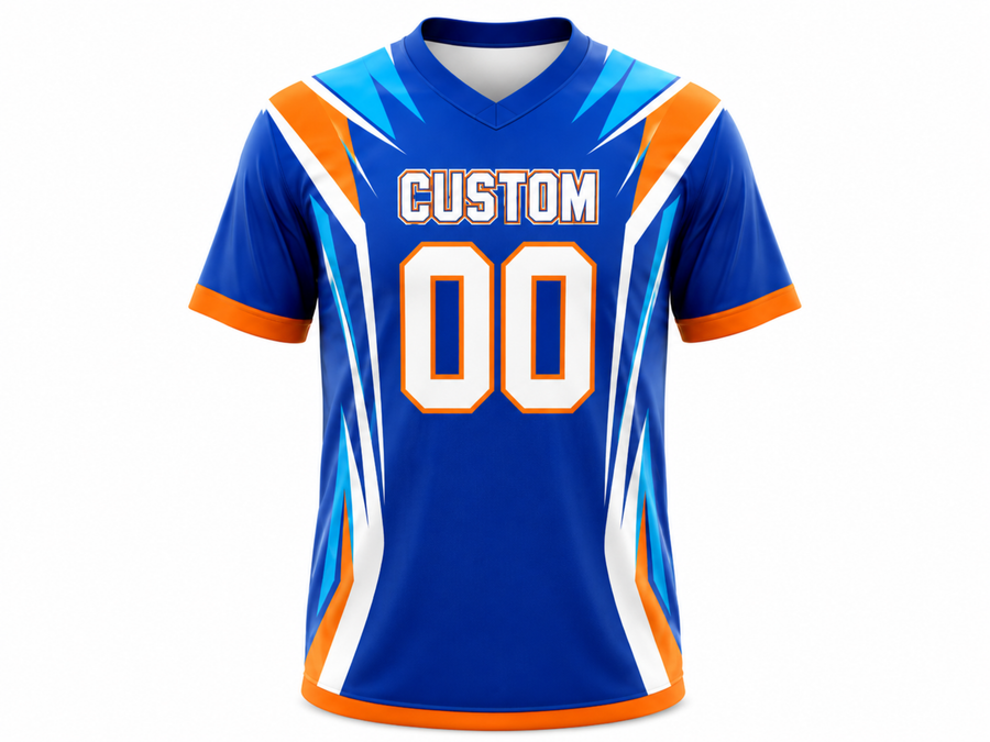 Custom Lacrosse Practice Jersey – Blue Orange Wholesale Team Training Shirt design preview