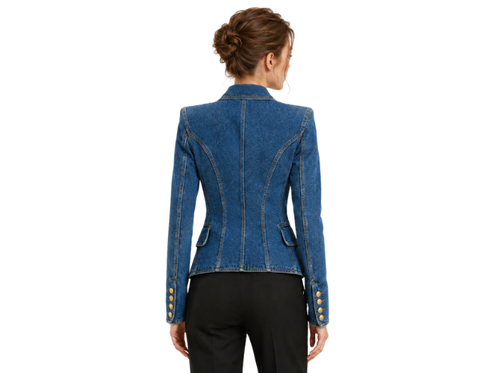 Custom Women’s Double Breasted Denim Blazer B2B