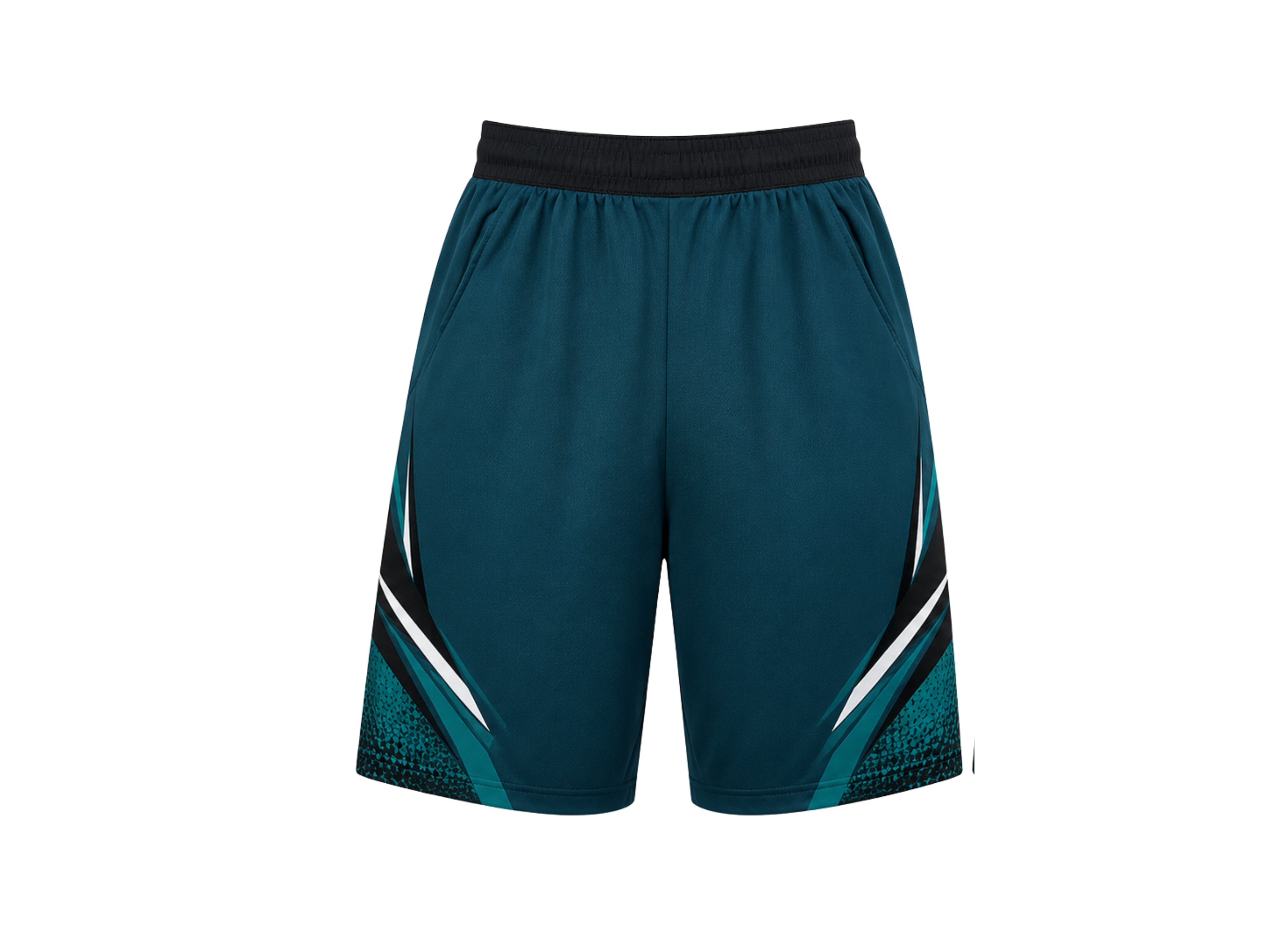 Dark Teal & Black Chase Tag Shorts – Bulk Activewear, Low MOQ, Wholesale Performance Shorts