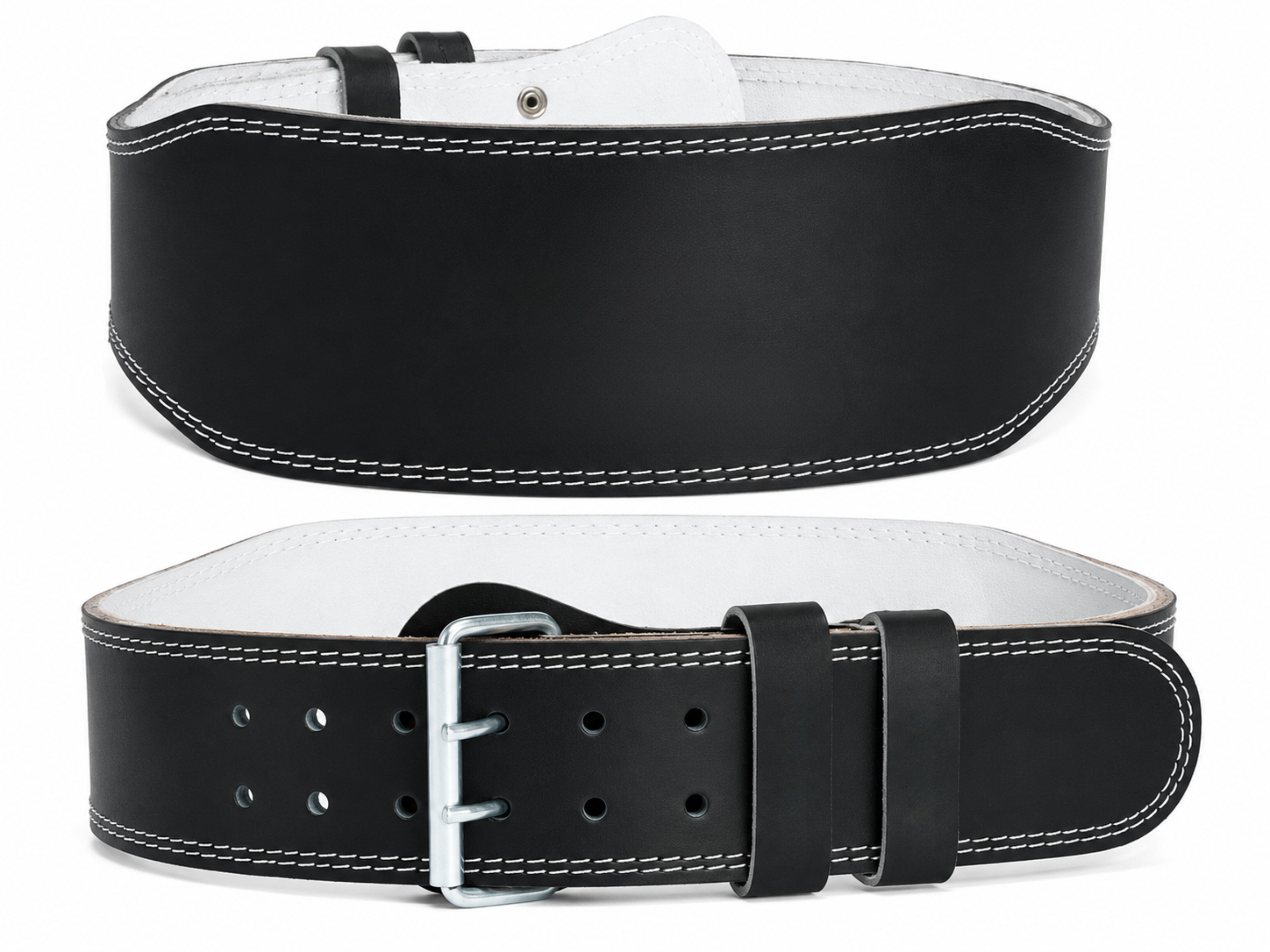 Custom Powerlifting Leather Lever Belt | Wholesale Strength Training Lever Belt | Black White | Apparels Bridge