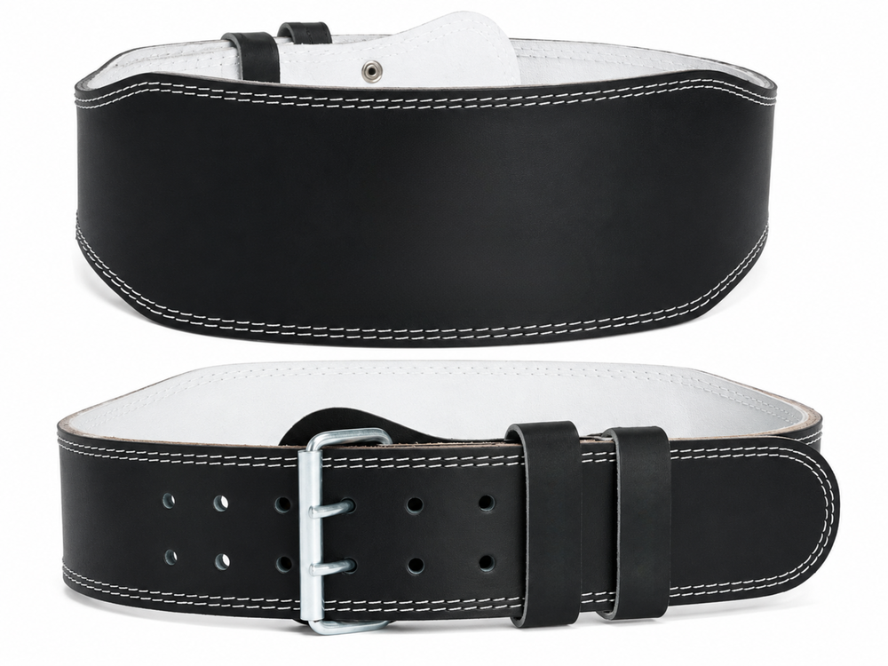 Custom Powerlifting Leather Lever Belt | Wholesale Strength Training Lever Belt | Black White | Apparels Bridge front design preview