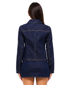 Custom Women’s Dark Indigo Zip Front Denim Jacket B2B