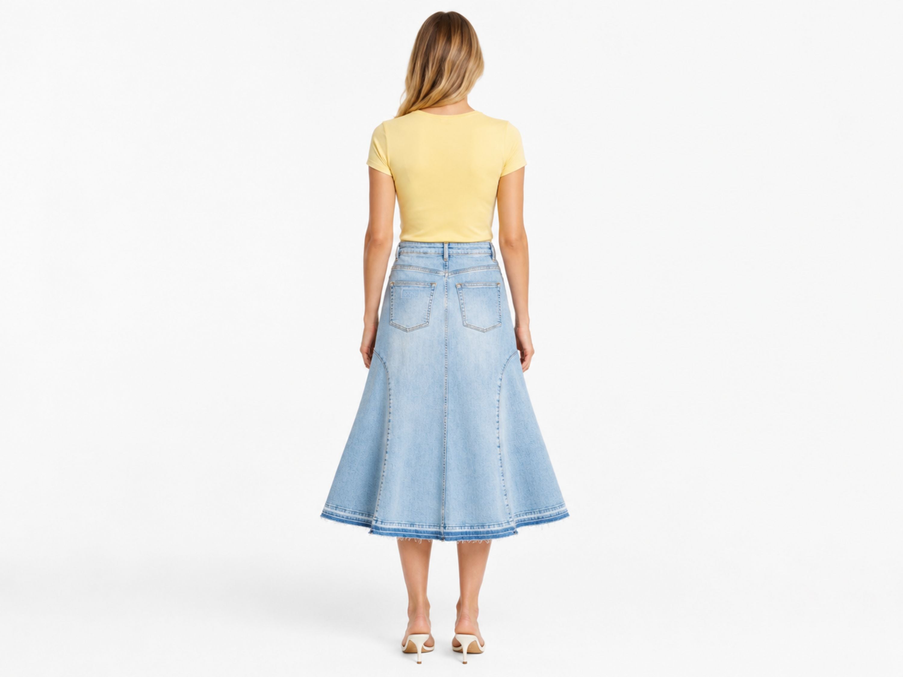 Custom Women’s A-Line Denim Midi Skirt for Private Labels
