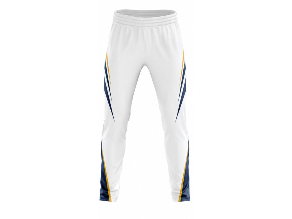 Custom White Cricket Trouser – Sublimated Slim Fit Team Pants for Wholesale Buyers front design preview