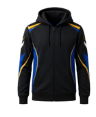 Custom Black Football Zip Hoodie Jacket – Wholesale Soccer Teamwear for Clubs