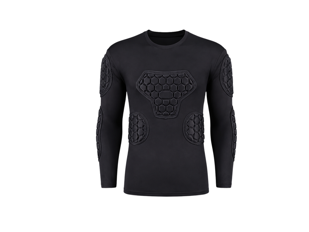 Custom Black Padded Soccer Compression Shirt | Wholesale Team Base Layer front design preview