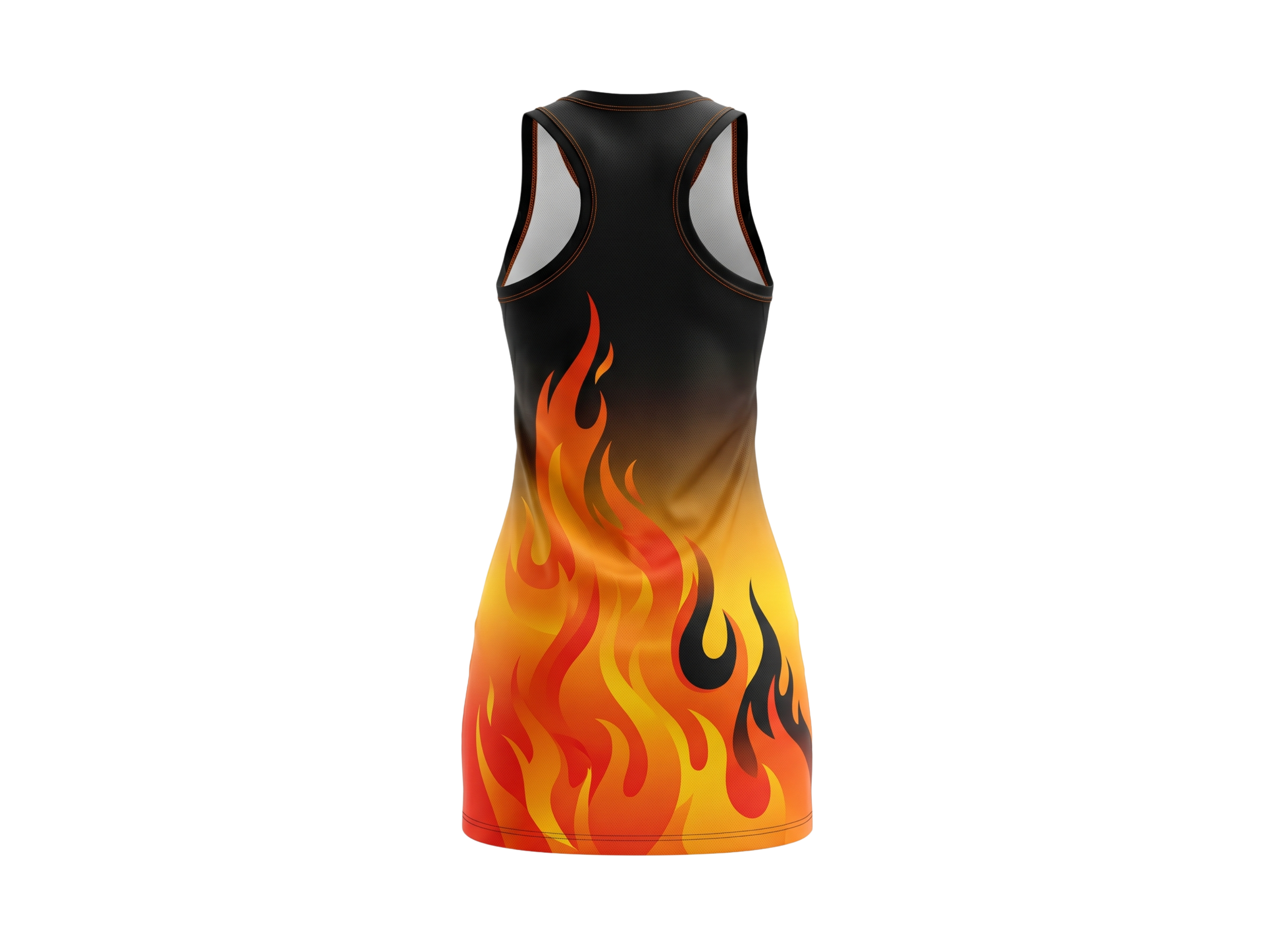 Black, Orange & Yellow Flame Custom Sublimated Basketball Dress
