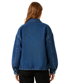 Custom Women’s Dark Blue Zip Front Denim Jacket B2B