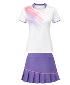 Custom White Purple Badminton Warm-Up Set – Shirt and Skirt Teamwear