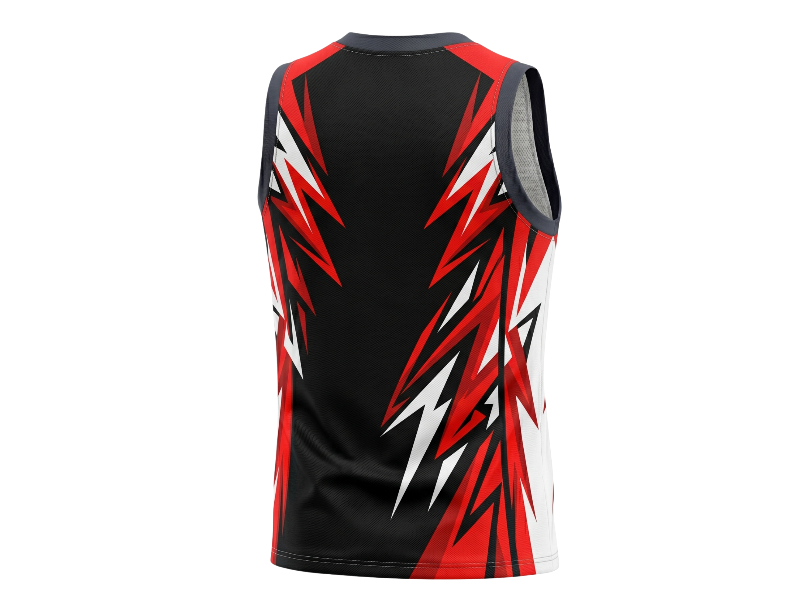 Custom Sublimated Basketball Jersey – Black Red Lightning Design | Wholesale Basketball Jersey Manufacturer
