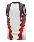Custom White Red Panel Sublimated Basketball Jersey | Wholesale Basketball Jersey Manufacturer