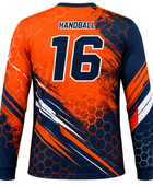 Custom Handball Goalkeeper Jersey – Orange Navy Long Sleeve Teamwear for Wholesale Buyers