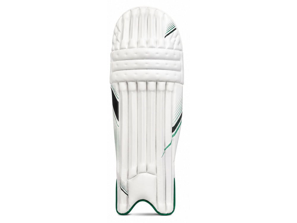 Custom White Green Cricket Batting Pads – Wholesale Team Leg Guards front design preview
