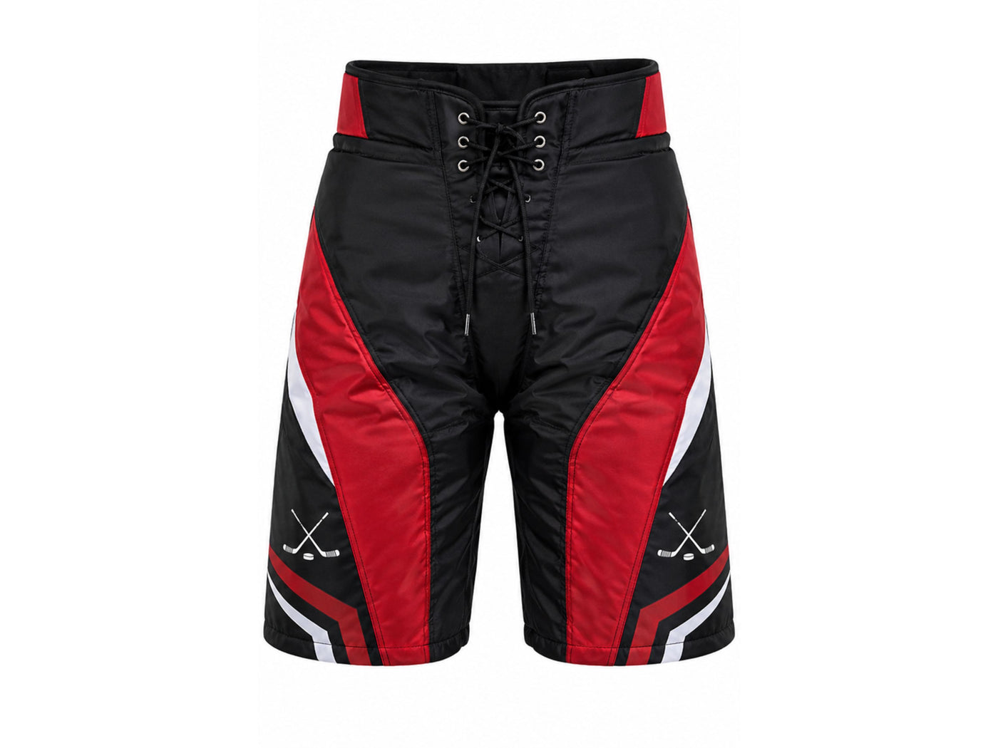 Custom Ice Hockey Pant Shell – Black Red White Sublimated Hockey Pants Shell for Wholesale Orders