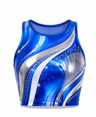 Blue & Silver Dance Team Jersey – Wholesale Bulk Sleeveless Top, Low MOQ, B2B Performance Apparel