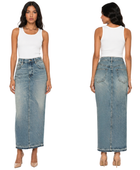 Custom Women’s Straight Denim Maxi Skirt for Private Labels
