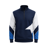 Custom Navy White Badminton Quarter-Zip Pullover – Wholesale Teamwear